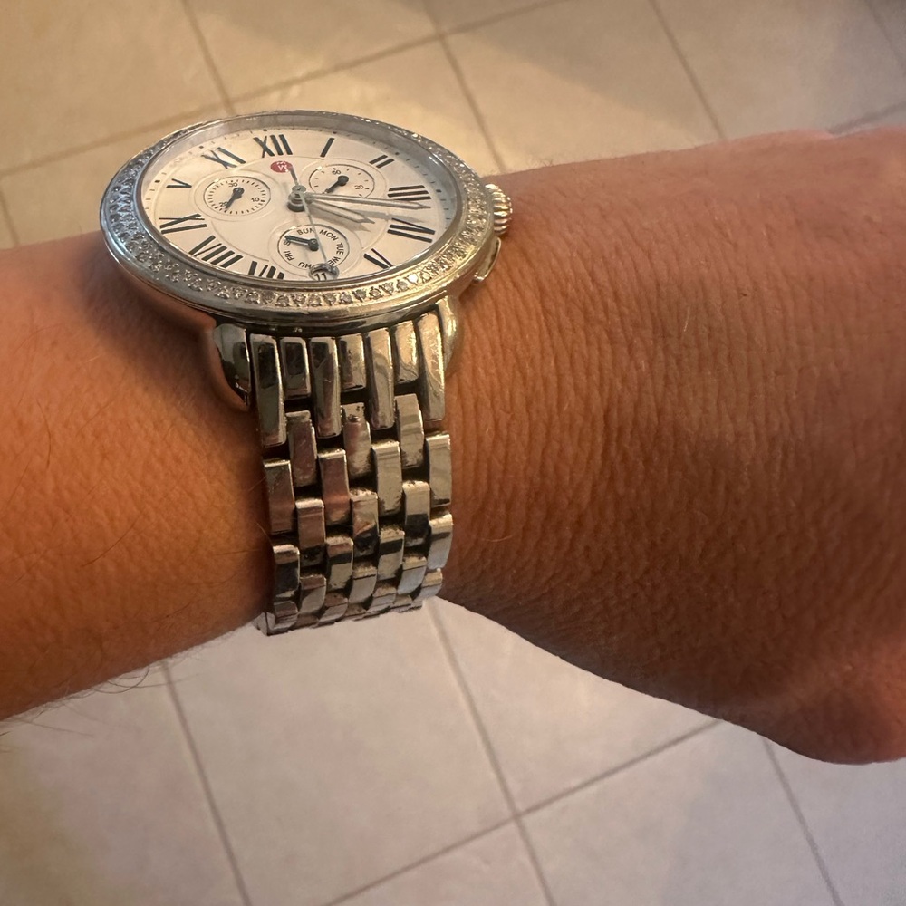 Michele Silver Watch with Roman Numerals. Links and box included! - Picture 10 of 12